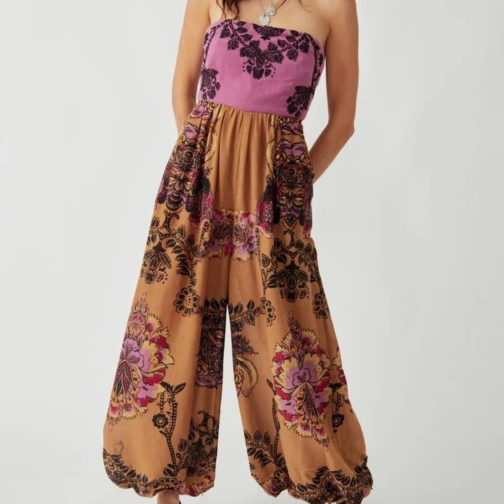 Free People Indigo Bali Jumpsuit Large